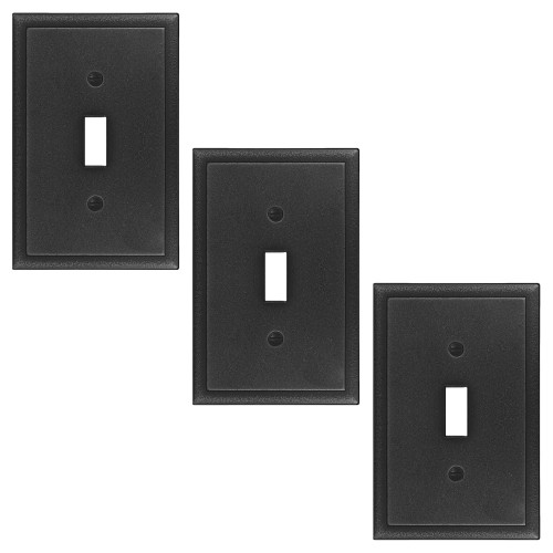 Ambient Single Toggle Switch Plate 3 Pack - Graphite Black