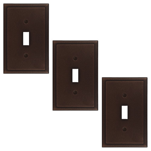 Ambient Single Toggle Switch Plate 3 Pack - Oil Rubbed Bronze Finish