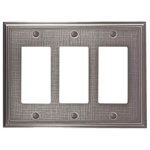 Linen Triple Rocker Switch Plate - Brushed Nickel Finish