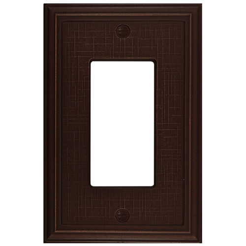 Linen Single Rocker Switch Plate - Oil Rubbed Bronze Finish