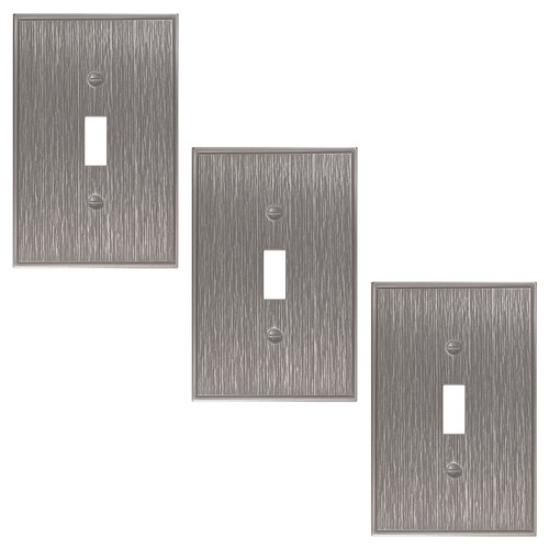 Twill Single Toggle Switch Plate 3 Pack - Brushed Nickel Finish