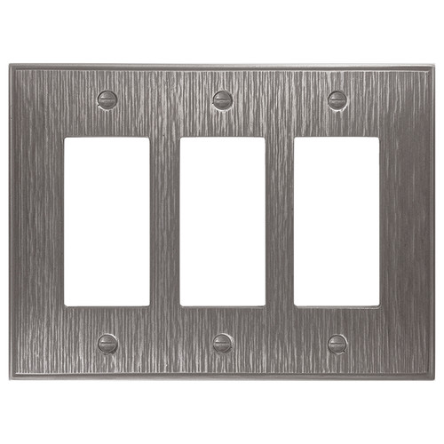 Twill Triple Rocker Switch Plate - Brushed Nickel Finish