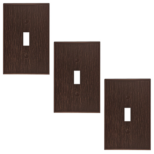 Twill Single Toggle Switch Plate 3 Pack - Oil Rubbed Bronze Finish