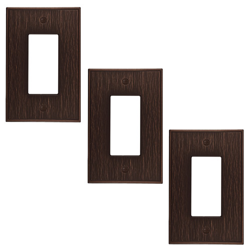 Twill Single Rocker Switch Plate 3 Pack - Oil Rubbed Bronze Finish