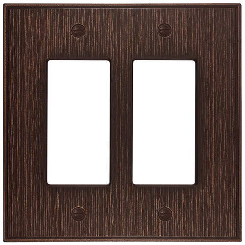 Twill Double Rocker Switch Plate - Oil Rubbed Bronze Finish