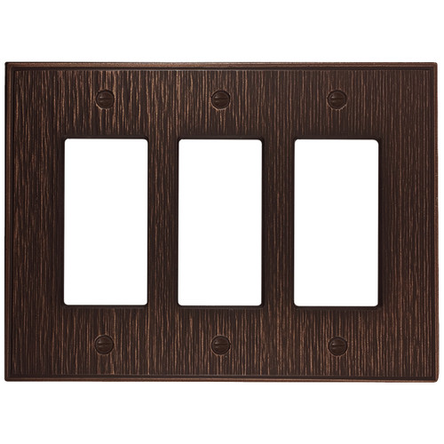 Twill Triple Rocker Switch Plate - Oil Rubbed Bronze Finish