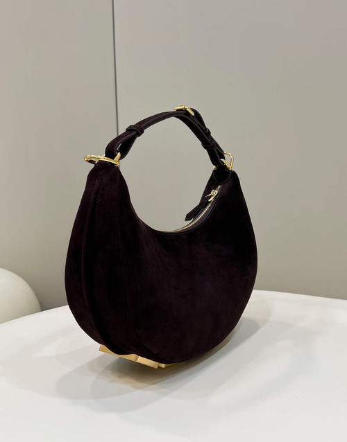 Fendi 8BR798 Fendigraphy Small Coffee suede bag