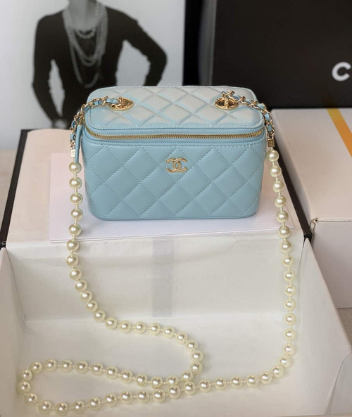 Chanel AP2582 Vanity with Chain lambskin Blue