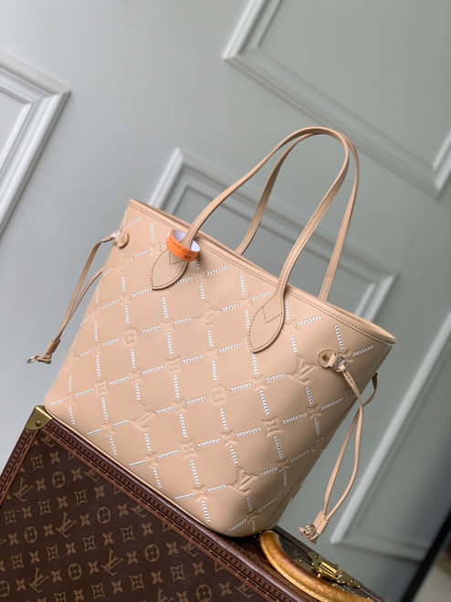 Louis Vuitton LV M29486 Neverfull MM Bag Hazelnut Couture
