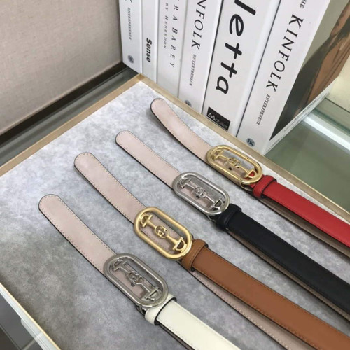 Gucci Women's Leather Belt with Interlocking G Horsebit Buckle 25MM 19008 - luxibagsmall