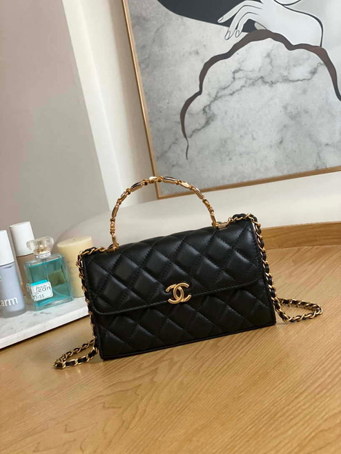 Chanel AP2946 Phone Holder Clutch with Chain Lambskin Black