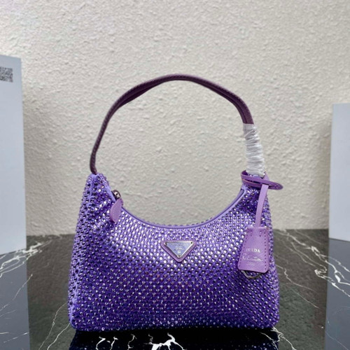Prada 1NE515 Satin mini-bag with artificial crystals Purple