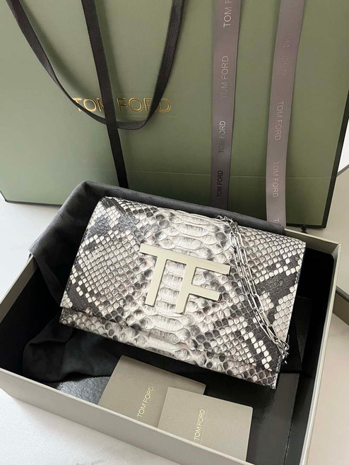 Tom Ford 5520743975 Gray Python Evening Tf Disco Bag