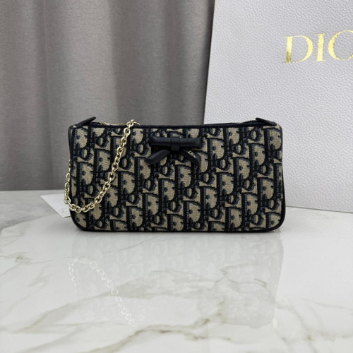 Dior Promenade Pouch with Chain Blue Dior Oblique Jacquard S2504OUQY_M928