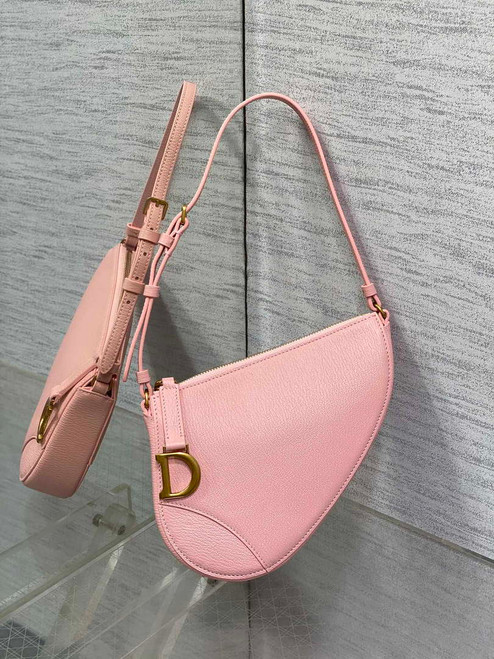 Dior M05909 Saddle Shoulder Pouch Melocoton Pink Goatskin
