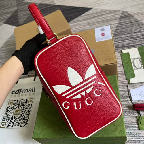 Adidas x Gucci mini top handle bag 702387 Red leather