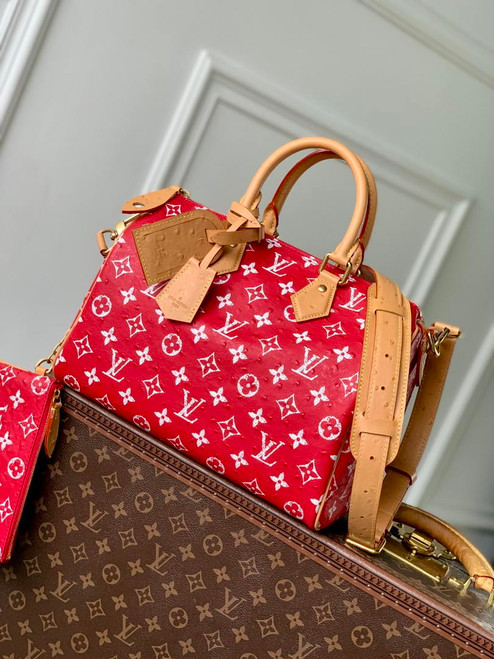 LV M14067 Louis Vuitton Speedy P9 Bandoulière 30 Bag Ostrich Red