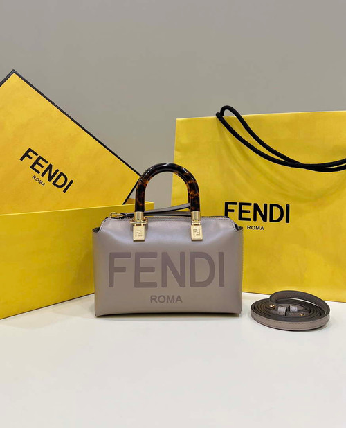 Fendi 8BS067 By The Way Mini Small Boston bag in mint Gray leather