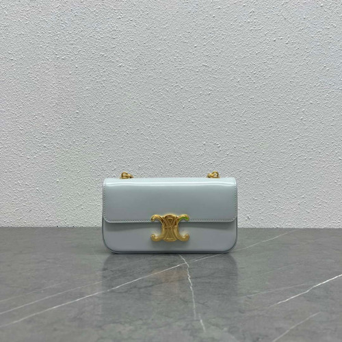 Celine 197992 Chain Shoulder Bag Claude In Triomphe Canvas Light Blue