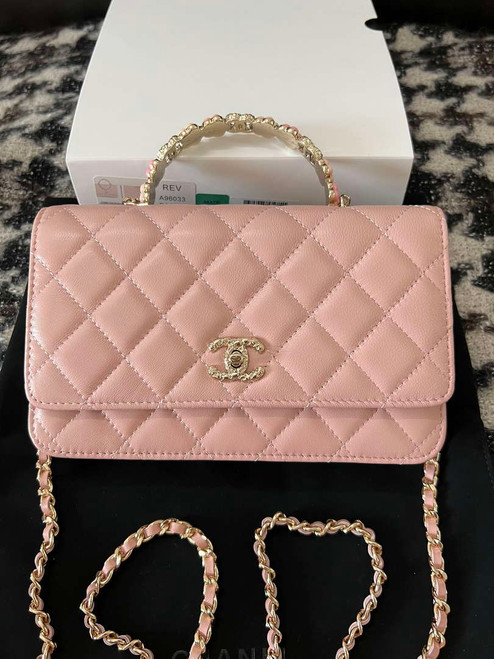 Chanel A96033 Woc Wallet on Chain With Small flower Handle Pink Lambskin