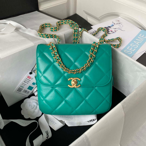 Chanel AS3384 Backpack Chain bag lambskin Green