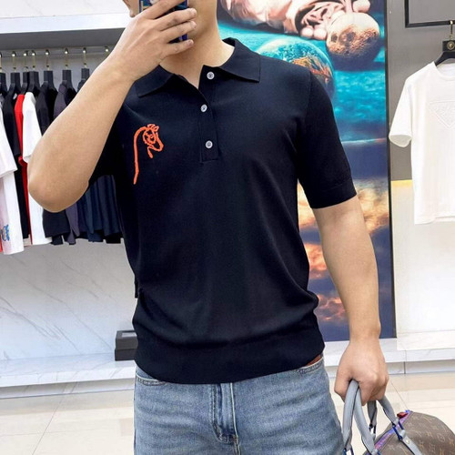 Hermes H072325 H Embroidered Buttoned Polo Shirt H55339
