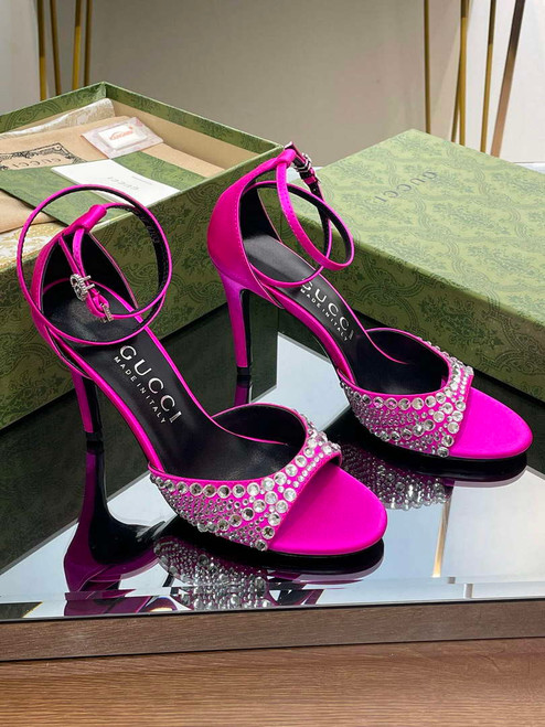 Gucci 749832 Women's High Heel Sandals With Crystals G38279