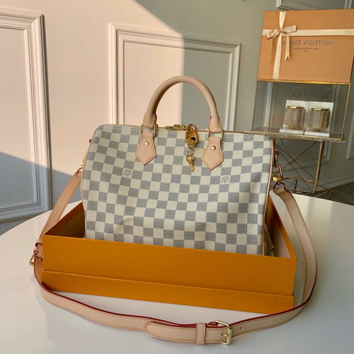 Louis Vuitton N41370 LV Speedy 30 Bag Damier Azur Canvas With strap