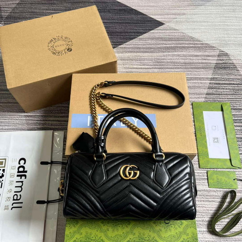 Gucci 746319 GG Marmont Small Top Handle Bag Black
