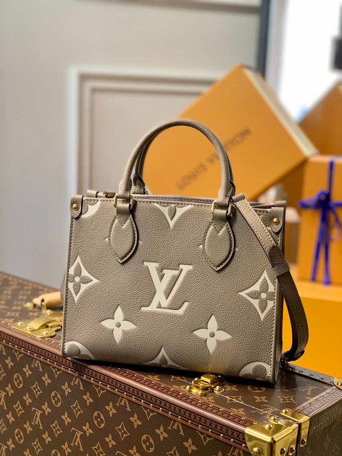LV M45779 Louis Vuitton Onthego Pm Bag leather Gray