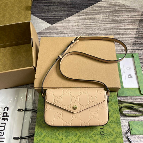 Gucci 772794 GG Super Mini Shoulder Bag Light beige