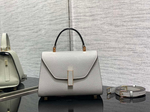 Valextra WBES0036028 Iside Top Handle micro Bag Light Gray