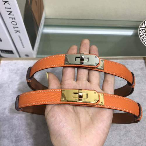 Hermes Women's Kelly Leather Belt 20MM 19019 Orange - luxibagsmall