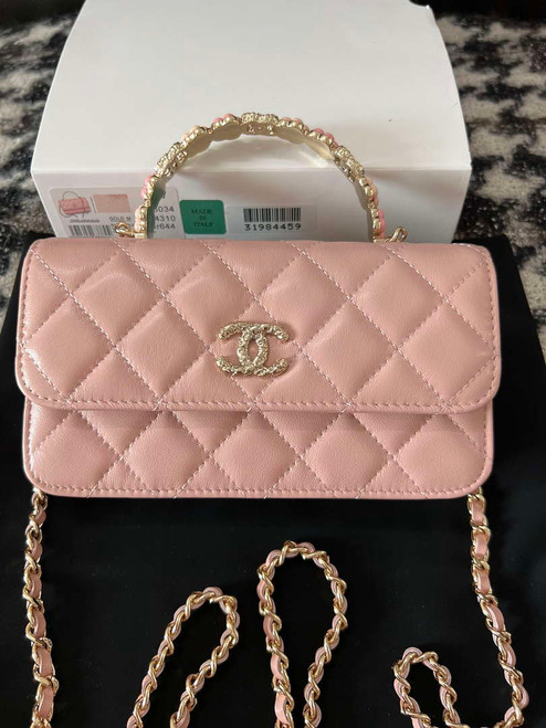 Chanel A96034 Woc Wallet on Chain With Small flower Handle Pink Lambskin