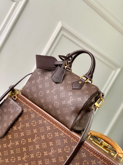 Louis Vuitton LV M24443 Speedy P9 Bandoulière 25 Bag Ebony Monogram Leather