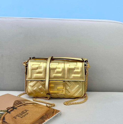Fendi 8BS017 Baguette Mini Gold leather 0135 bag