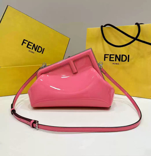 Fendi 8BP129 Fendi First Small Rose Pink patent leather bag