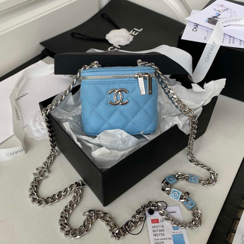 Chanel AP2718 Small Vanity With Chain Calfskin Blue