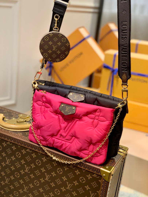 LV M58980 Louis Vuitton Maxi Multi Pochette Accessoires Bag M58977 Black and Fuchsia