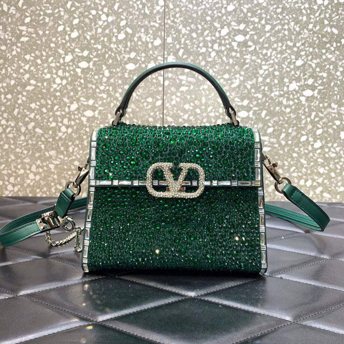 Valentino 1W2B0G97TZA0FO Vsling Mini Handbag With Sparkling Embroidery Green