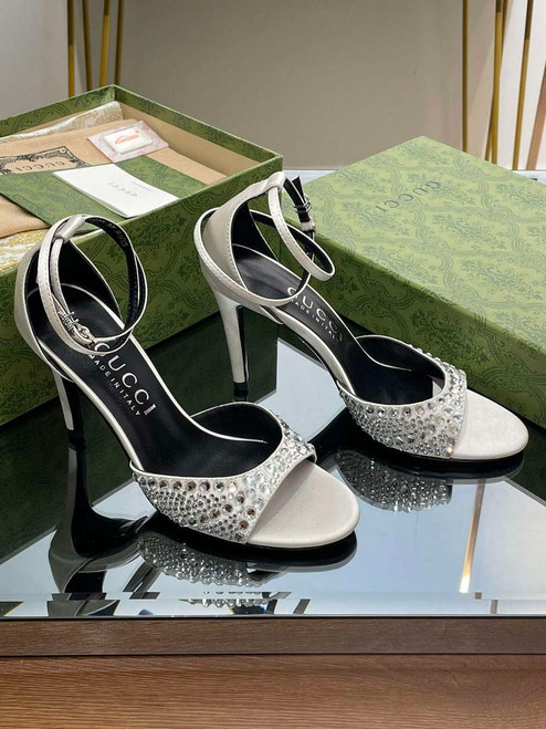 Gucci 749832 Women's High Heel Sandals With Crystals G38281