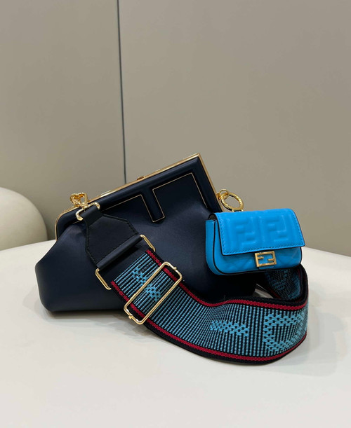 Fendi 8BP129 First Small Fuchsia leather bag 80018M Navy Blue
