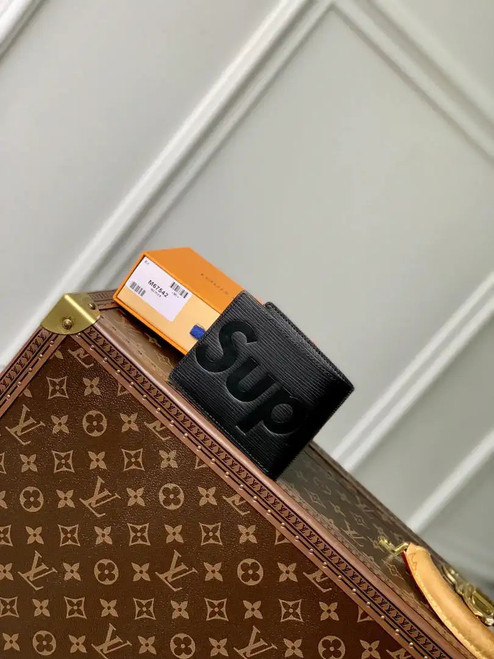LV M67542 MULTIPLE Wallet Louis Vuitton x Supreme leather Black