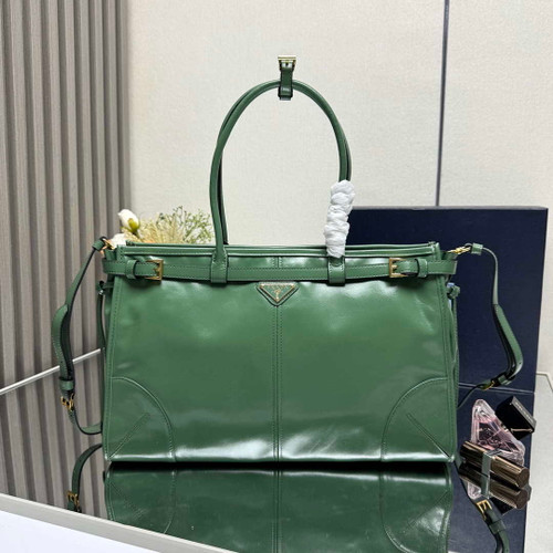 Prada 1BA433 Large Leather Handbag Green