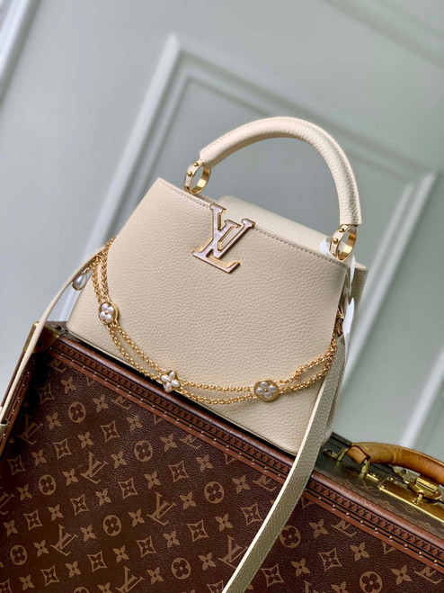 LV M25461 Louis Vuitton Capucines BB Bag Sable/Quartz Taurillon leather