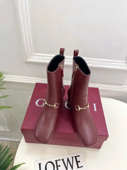 Gucci Women Classic horsebit chunky heel ankle boots G77358