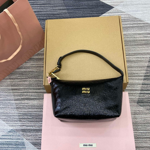 MiuMiu 5NE841 Naplak Patent Leather Pouch Bag Black