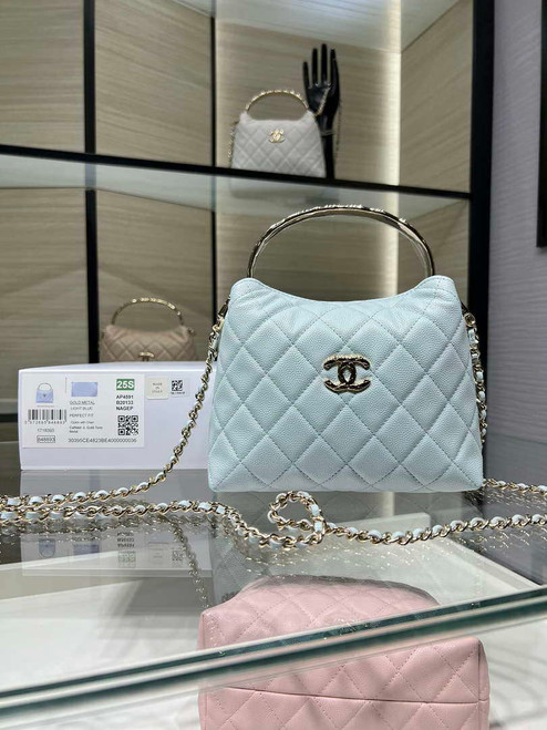 Chanel 25SS Crush With handle box Bag Lambskin AP4591 Blue