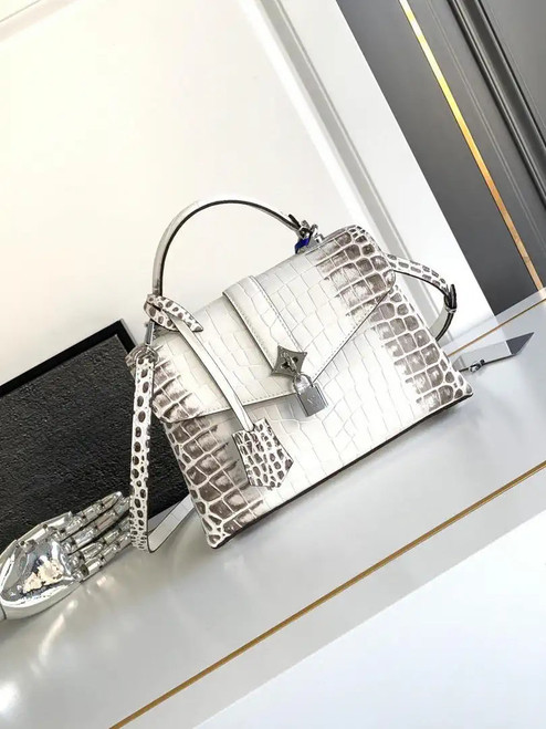 LV M84714 Louis Vuitton Crocodile pattern MM White &Gray