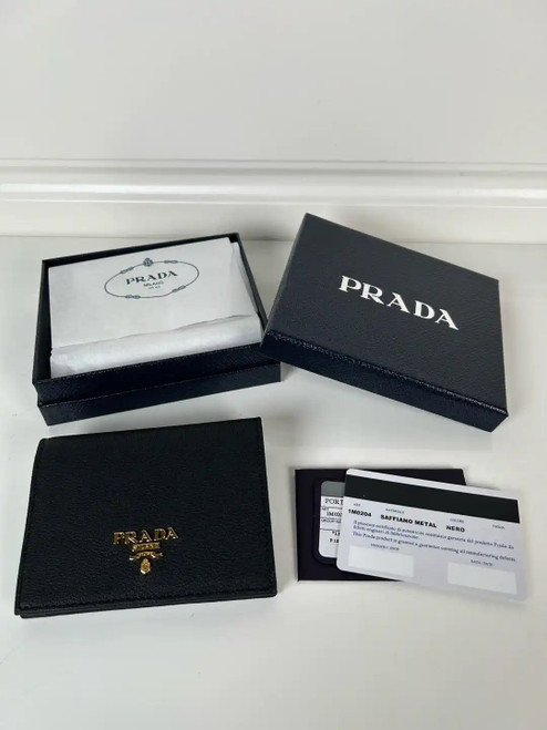 Prada 1MV204 Small Lambskin Leather Wallet Black